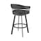Armen Living Chelsea 25" Swivel Counter Stool with Matte Black Finish and Black Faux Leather LCCSBABLBL26 - alternate 4
